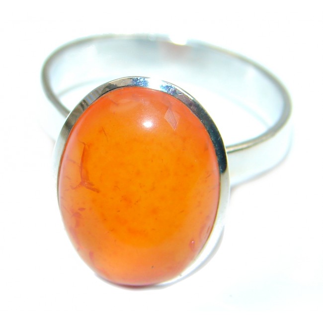 Precious Orange Carnelian Sterling Silver ring s. 10