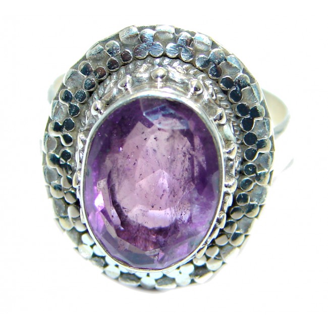 Amazing Natural Amethyst Sterling Silver handmade Ring size 7 1/2
