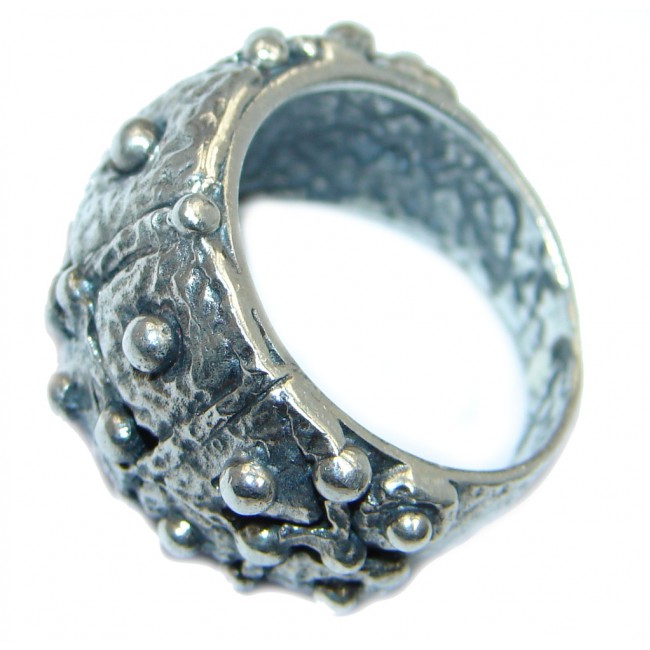 Great Italy made Oxidized Sterling Silver ring; s. 8 1/4