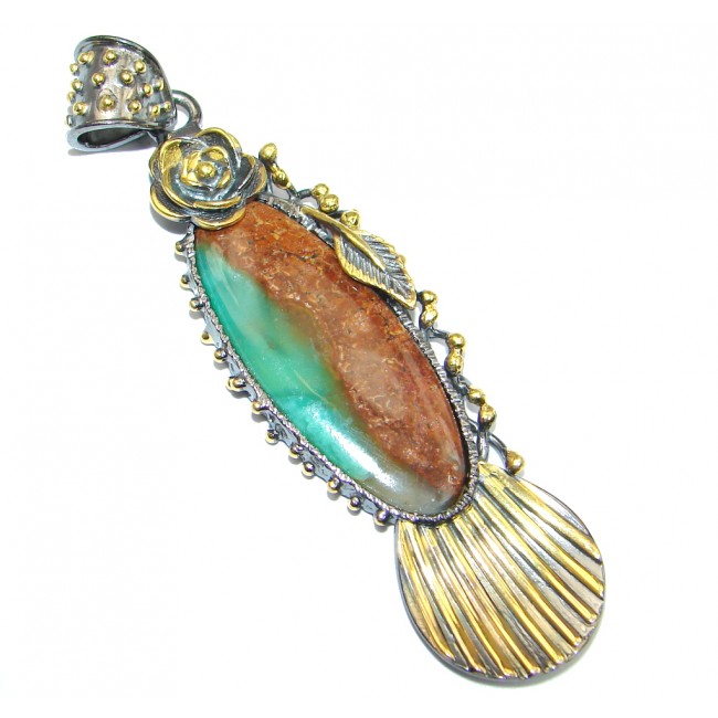 Luxurious Peruvian Opal Gold plated over Sterling Silver handmade Pendant