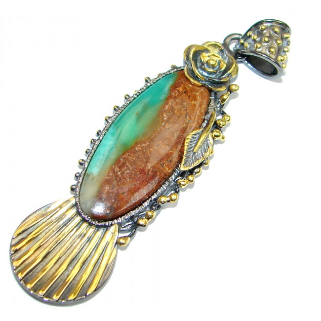 Luxurious Peruvian Opal Gold plated over Sterling Silver handmade Pendant