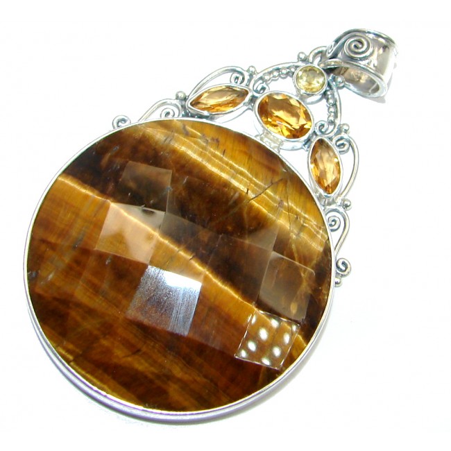 Awesome Golden Tigers Eye Citrine Sterling Silver handmade Pendant