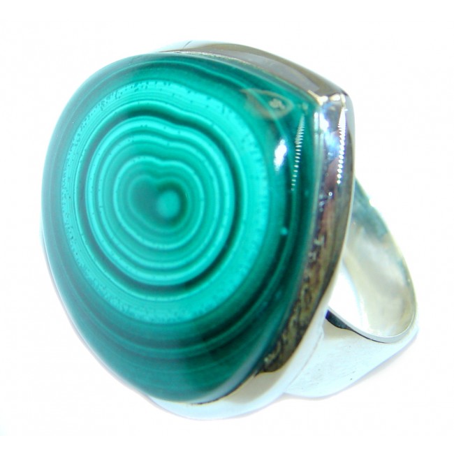 Natural AAA Green Malachite Sterling Silver ring s. 9 1/2