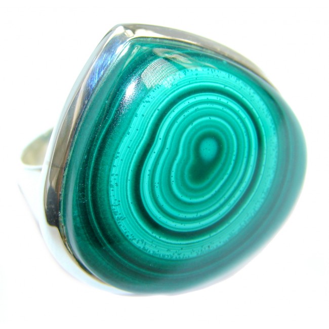 Natural AAA Green Malachite Sterling Silver ring s. 9 1/2