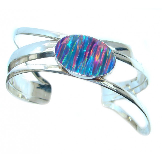 Touch Of Life Japanese Fire Opal Sterling Silver Bracelet / Cuff