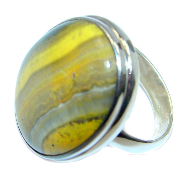 Vivid Beauty Yellow Bumble Bee Jasper Sterling Silver ring s. 8