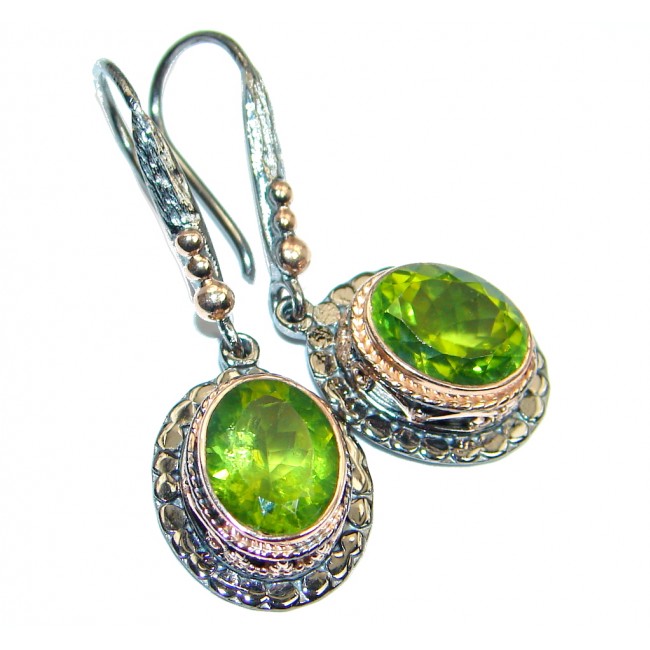 Amazing genuine Peridot Rose Gold Rhodium plated over Sterling Silver Earrings