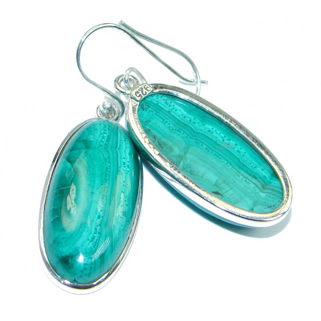 Authentic Green Malachite Sterling Silver handmade earrings