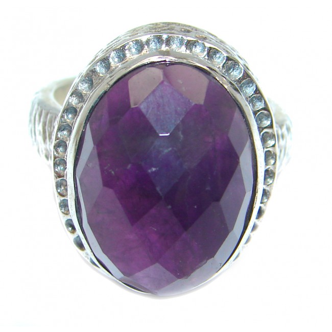Amazing Natural Amethyst Sterling Silver handmade Ring size 8