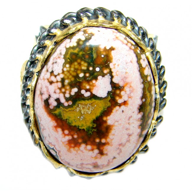 Sublime quality Ocean Jasper Sterling Silver handcrafted Ring size 5 1/2