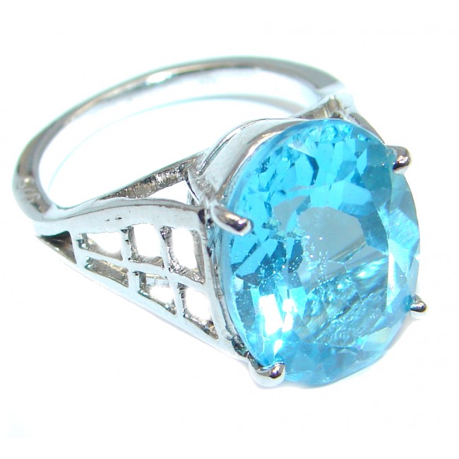 Classy Swiss Blue Topaz Sterling Silver Ring size 7 1/4
