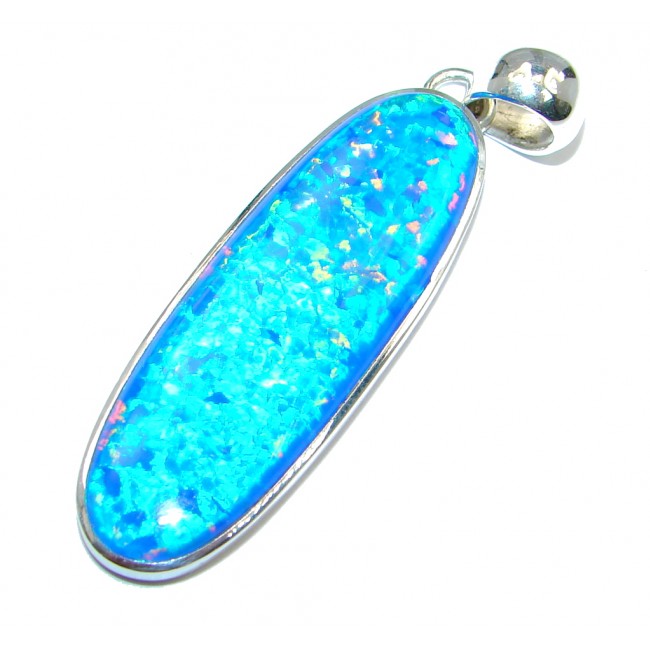 Amazing created Japanese Fire Opal Sterling Silver Pendant