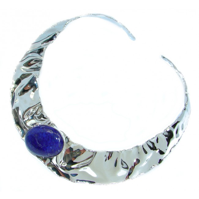 Great Beauty Lapis Lazuli hammered Sterling Silver necklace / Choker