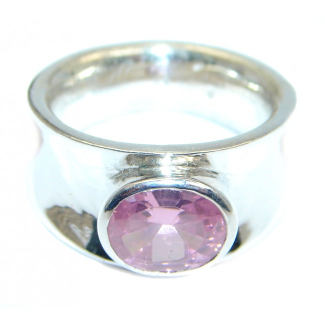 Pink Cubic Zirconia Sterling Silver handcrafted Ring size 7 1/2