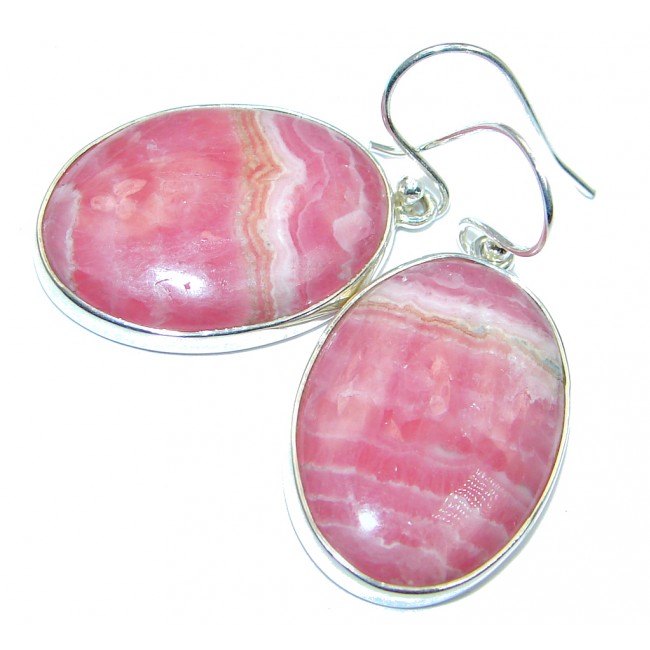 Great Quality Pink Argentinian Rhodochrosite Sterling Silver handmade earrings