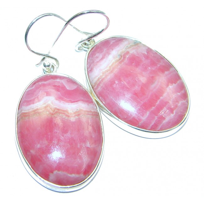 Great Quality Pink Argentinian Rhodochrosite Sterling Silver handmade earrings
