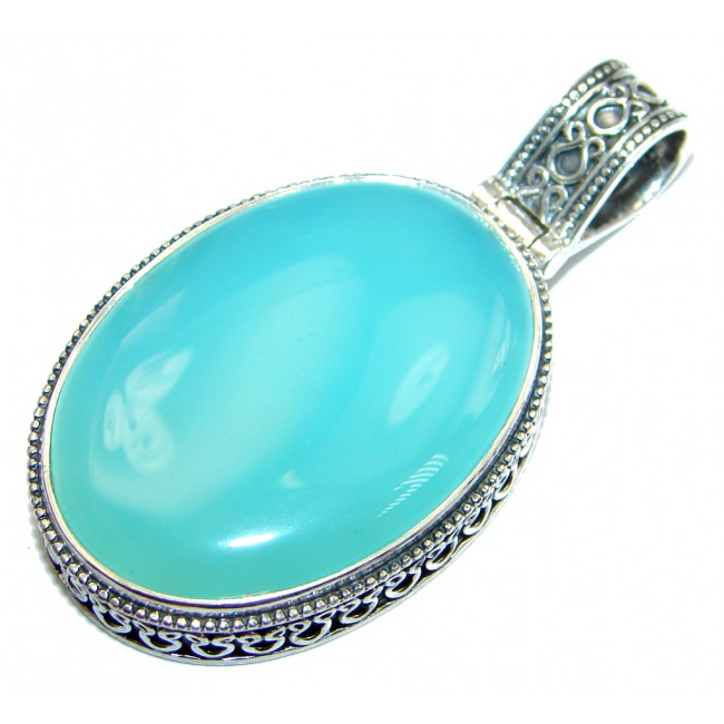 Blue Aura Chalcedony Agate Sterling Silver handmade Pendant