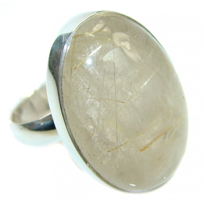 Genuine Golden Rutilated Quartz Sterling Silver handmade ring size adjustable