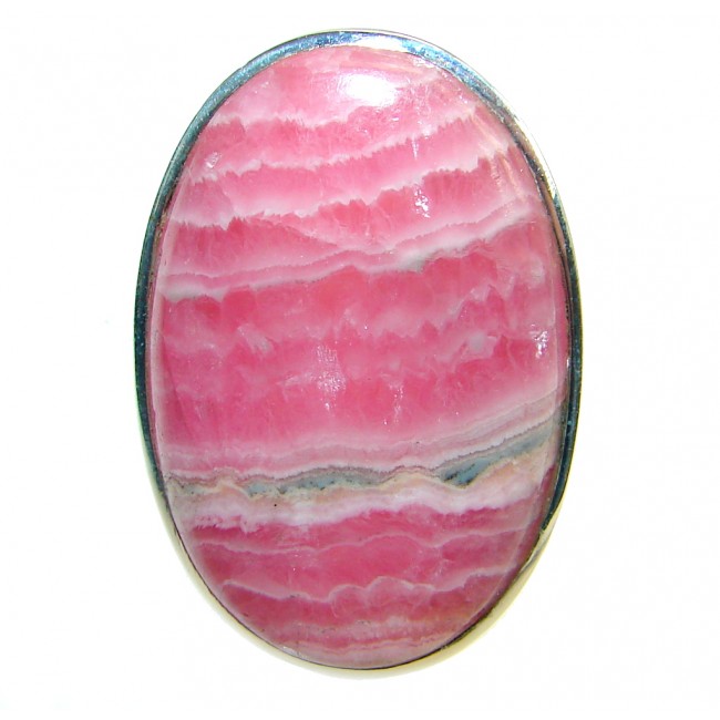 Great Quality Pink Rhodochrosite Sterling Silver Ring size adjustable