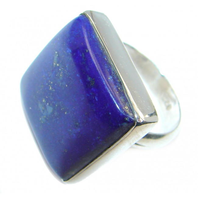 Genuine Lapis Lazuli Sterling Silver handmade Ring size adjustable