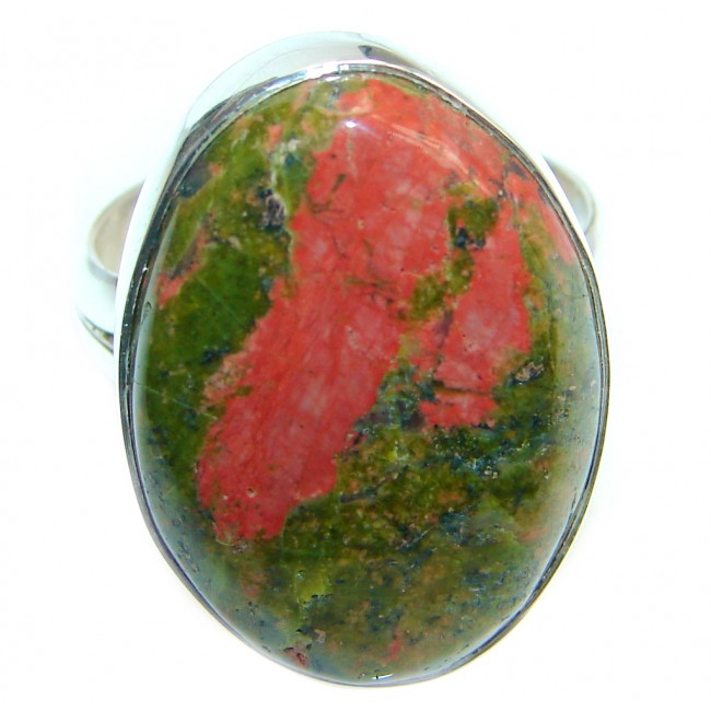 Great Russian Unakite Sterling Silver Ring size adjustable