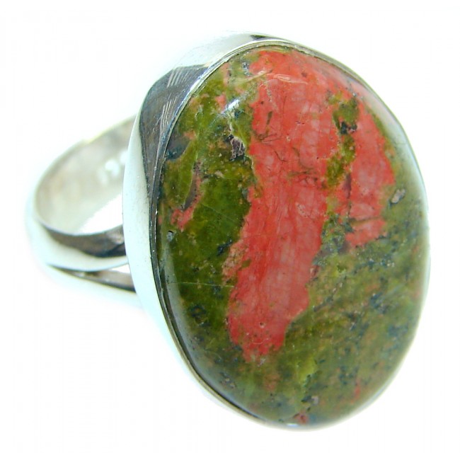 Great Russian Unakite Sterling Silver Ring size adjustable
