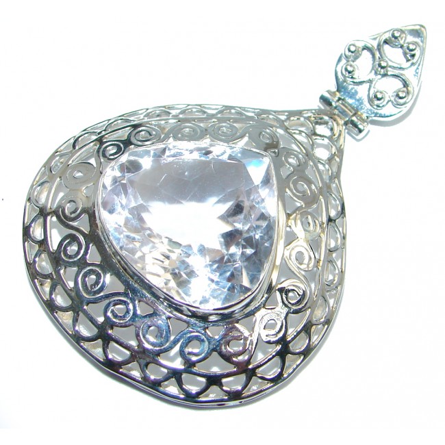 Classic Design White Topaz Sterling Silver handcrafted Pendant