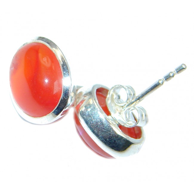 Orange Spicy Hot Mexican Opal Sterling Silver Stud earrings