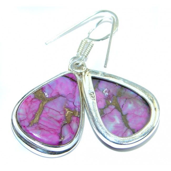 Perfect Purple Turquoise with copper vains Sterling Silver earrings