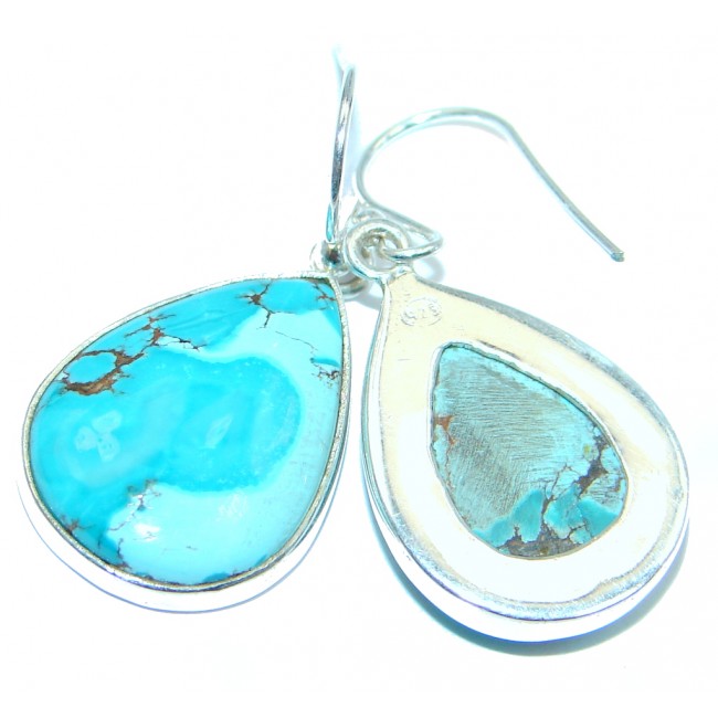 Perfect genuine Turquoise Sterling Silver handmade earrings