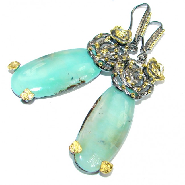 Genuine Peruvian Opal Gold plated over Sterling Silver handmade earrings