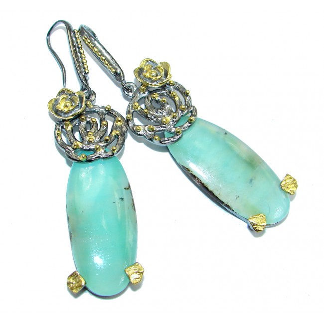 Genuine Peruvian Opal Gold plated over Sterling Silver handmade earrings