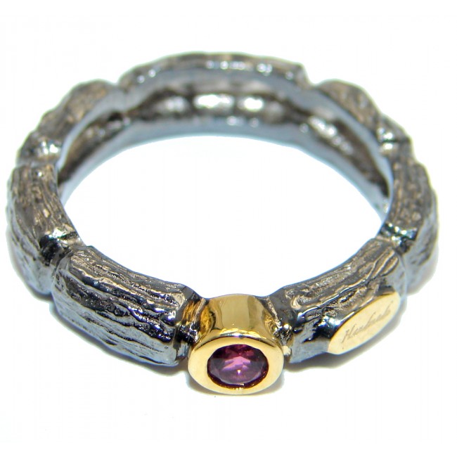 Gorgeous Natural Pink Raspberry Rhodolite Garnet 925 Sterling Silver Ring Size 8