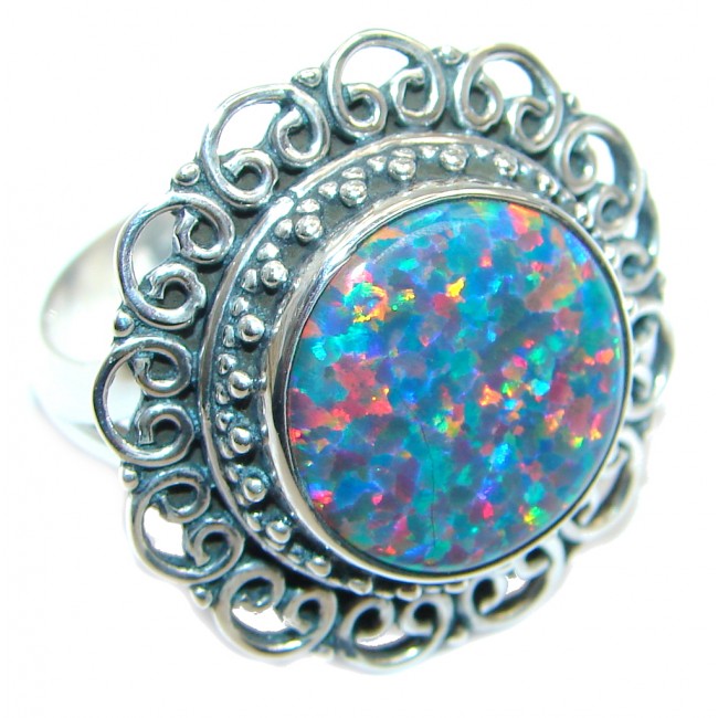 Floral Design Lab. Japanese Fire Opal Sterling Silver ring s. adjustable