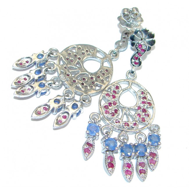 Trendy Sapphire Ruby Sterling Silver handmade studs earrings