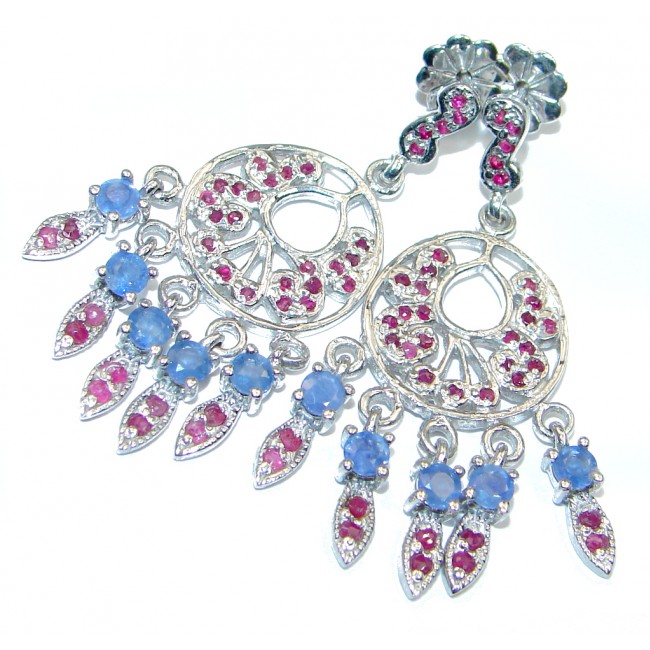 Trendy Sapphire Ruby Sterling Silver handmade studs earrings