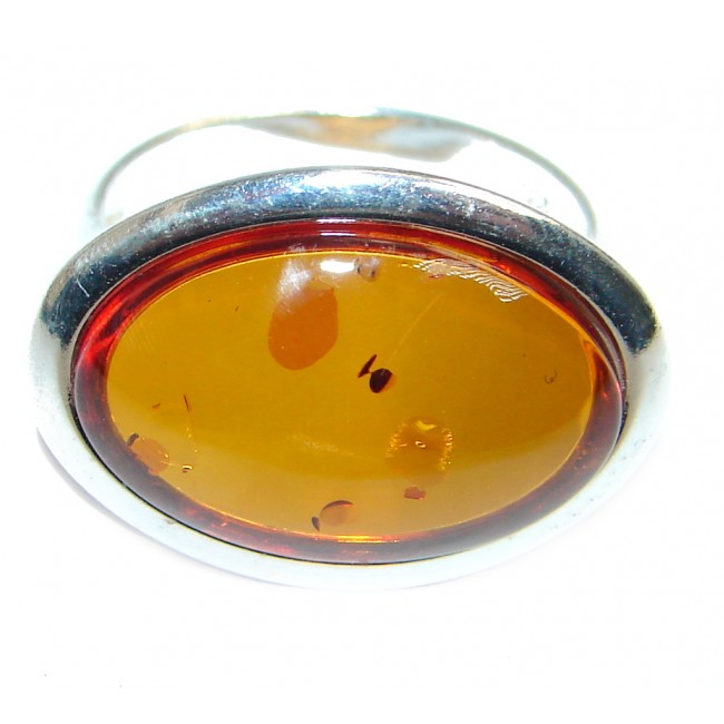 Genuine Butterscoth Baltic Polish Amber Sterling Silver handmade Ring size 7 1/4