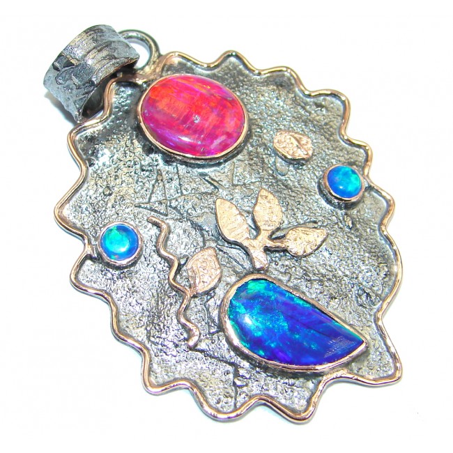 Always Together created Japanese Fire Opal Rose Gold Rhodium plated over Sterling Silver Pendant