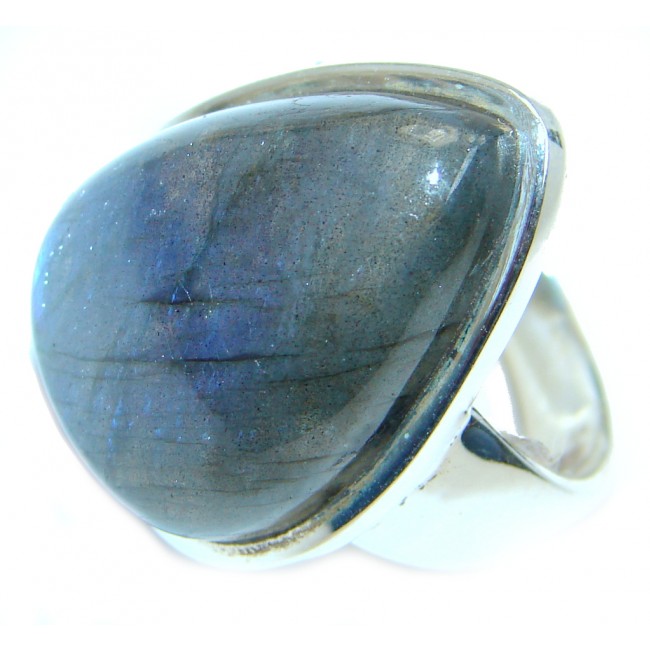 Natural Fire Labradorite Sterling Silver handcrafetd ring size 8