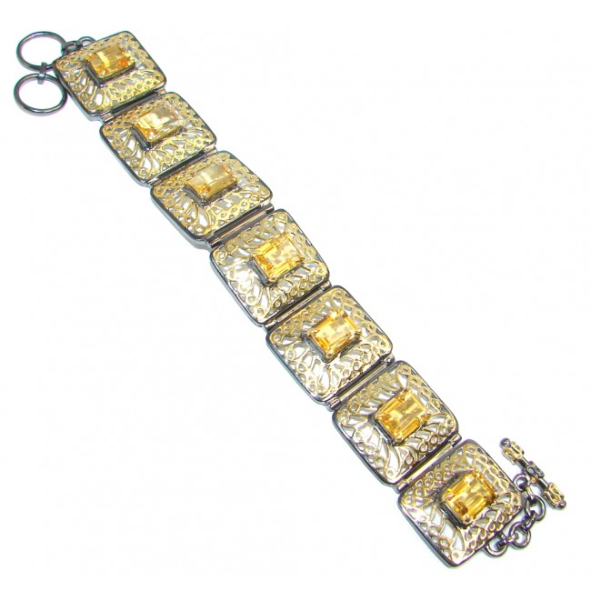 Royal Design Citrine Gold plated over Handcrafted Sterling Silver Bracelet