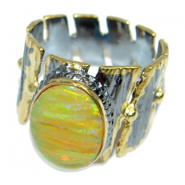 Japanese Fire Opal Gold plated over Sterling Silver ring size 7 1/4