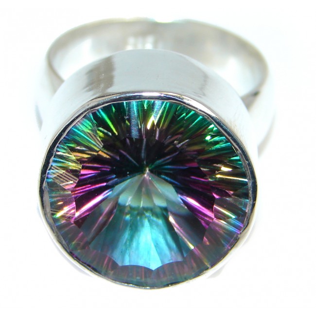 Huge Exotic Blue Rainbow Magic Topaz Sterling Silver Ring s. 11