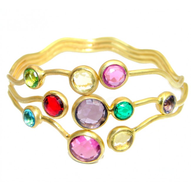 Luxury Paradise simulated Gemstones Gold plated over Sterling Silver Bracelet