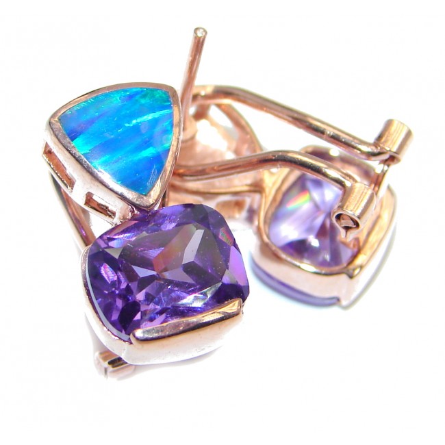 Exclusive Japanese Fire Opal & Cubic Zirconia Sterling Silver earrings