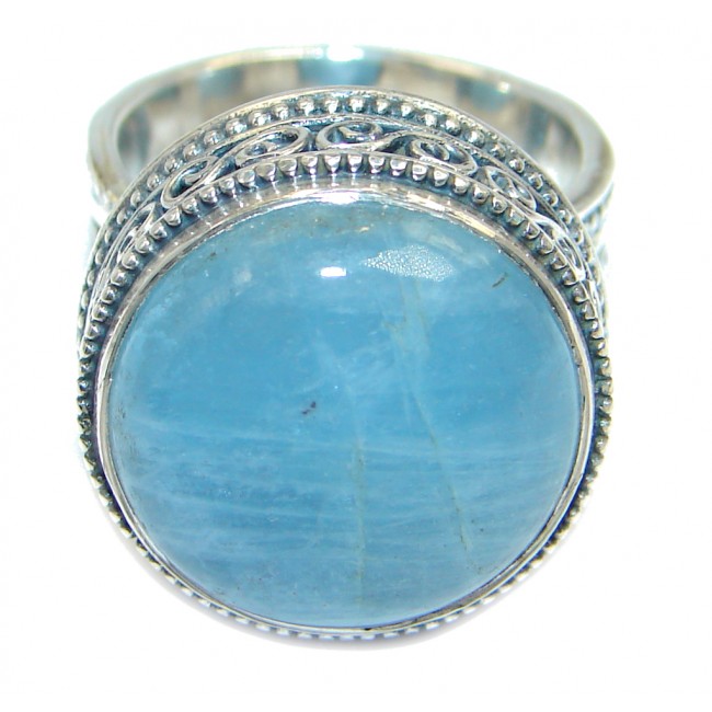 Passiom Fruit Natural 20ct. Aquamarine Sterling Silver Ring size adjustable