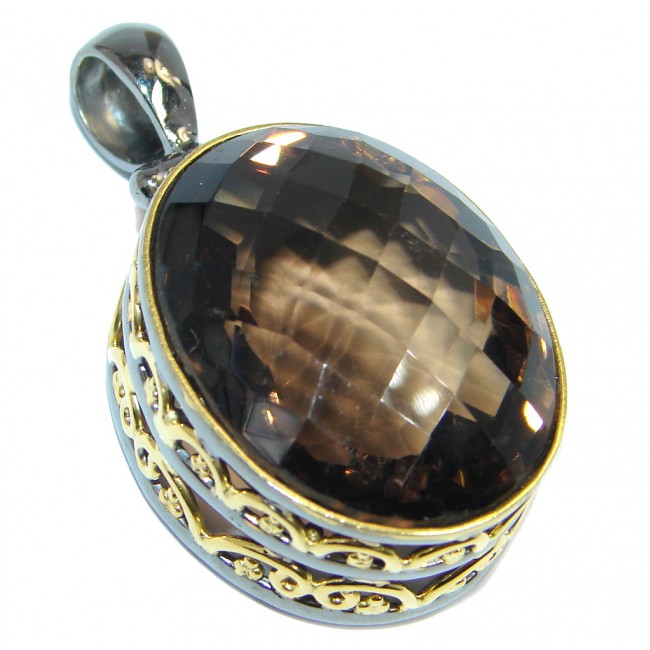 Vintage Beauty Smoky Topaz Gold plated over Sterling Silver handmade Pendant
