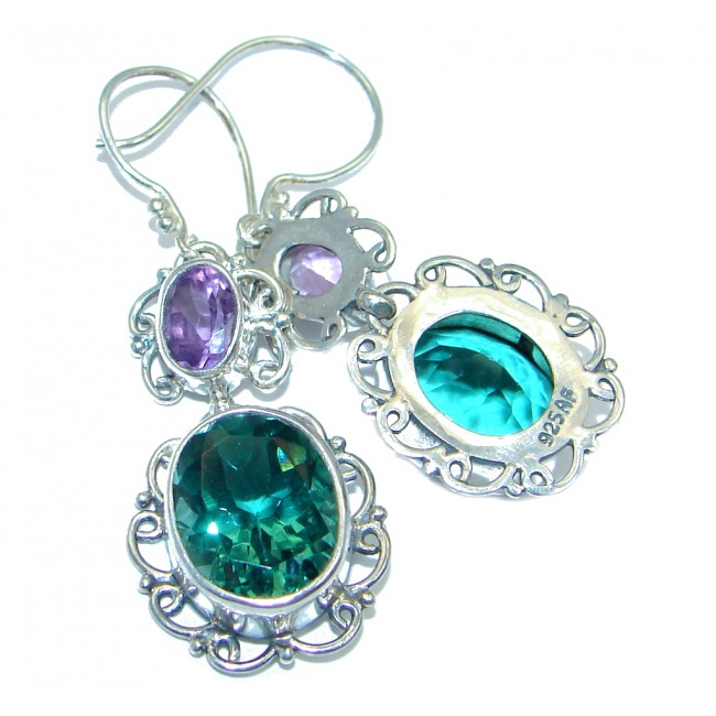 Lovely Green Quartz Sterling Silver handmade earrings
