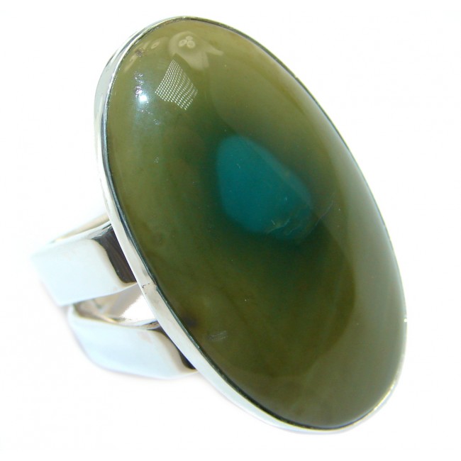 Modern Design Large authentic Imperial Jasper Sterling Silver ring size 8