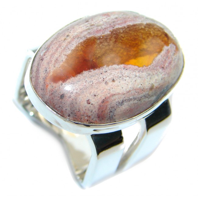 Mexican Fire Opal Oxidized Sterling Silver handmade Ring size 7