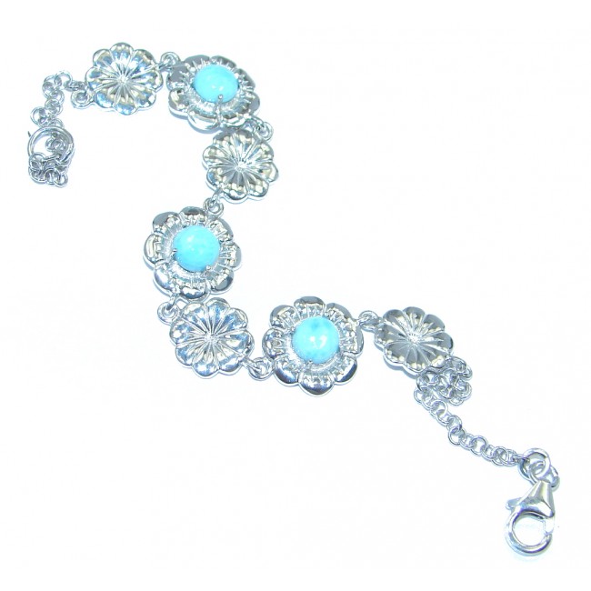 Sublime natural Blue Larimar Sterling Silver handmade Bracelet